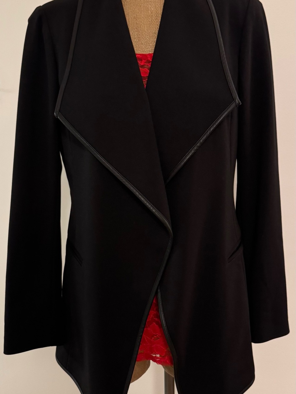 Calvin Klein Black Draped Open-Front Blazer